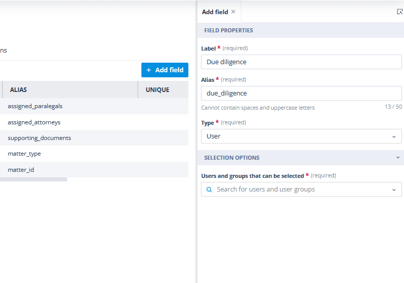 User type class field